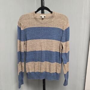 Gap Blue And Brown Long Sleeve Crew Neck Cotton Sweater Size M
